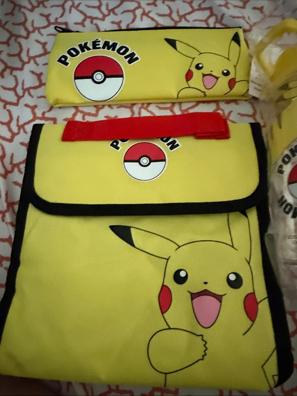 Pokemon Pikachu Yellow Backpack Lunch Bag and Bottle Set